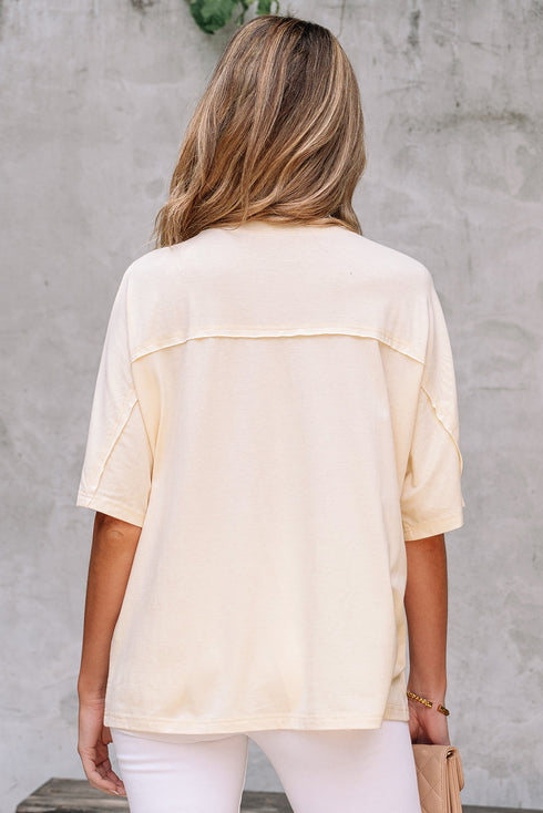 Mixed Print Floral Applique Short Sleeve Jersey Tee