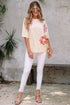 Mixed Print Floral Applique Short Sleeve Jersey Tee