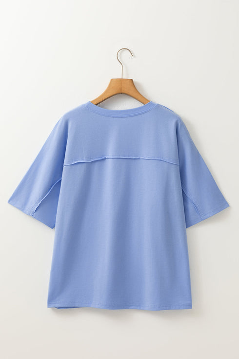 Mixed Print Floral Applique Short Sleeve Jersey Tee
