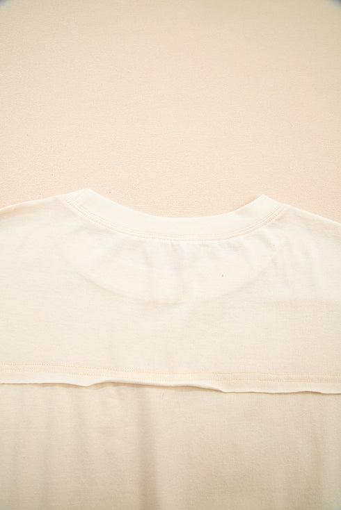 Mixed Print Floral Applique Short Sleeve Jersey Tee