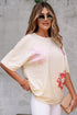 Mixed Print Floral Applique Short Sleeve Jersey Tee