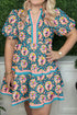 Mixed Print Floral Leopard A Line Short Dress