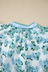 Mixed Print Floral Stripe V Neck Flutter Sleeve Blouse