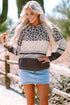 Mixed Print Leopard Pattern Crew Neck Top