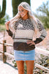 Mixed Print Leopard Pattern Crew Neck Top