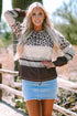 Mixed Print Leopard Pattern Crew Neck Top