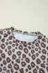 Mixed Print Leopard Pattern Crew Neck Top