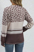Mixed Print Leopard Pattern Crew Neck Top