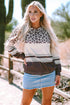 Mixed Print Leopard Pattern Crew Neck Top
