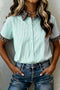 Mixed Print Leopard Stripe Contrast Collar Western Shirt