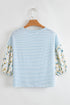 Mixed Print Patchwork Drop Shoulder V Neck Blouse