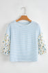 Mixed Print Patchwork Drop Shoulder V Neck Blouse