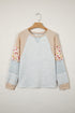 Mixed Print Patchwork Exposed Seam Raglan Pullover Top