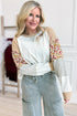 Mixed Print Patchwork Exposed Seam Raglan Pullover Top