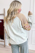 Mixed Print Patchwork Exposed Seam Raglan Pullover Top
