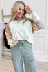 Mixed Print Patchwork Exposed Seam Raglan Pullover Top