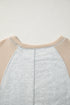 Mixed Print Patchwork Exposed Seam Raglan Pullover Top