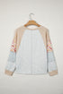 Mixed Print Patchwork Exposed Seam Raglan Pullover Top