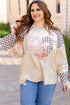 Mixed Print Patchwork Heart Graphic Long Sleeve Top
