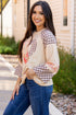 Mixed Print Patchwork Heart Graphic Long Sleeve Top