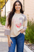 Mixed Print Patchwork Heart Graphic Long Sleeve Top