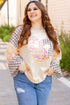 Mixed Print Patchwork Heart Graphic Long Sleeve Top