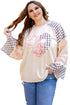 Mixed Print Patchwork Heart Graphic Long Sleeve Top