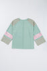 Mixed Print Patchwork Heart Graphic Long Sleeve Top