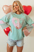 Mixed Print Patchwork Heart Graphic Long Sleeve Top