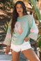 Mixed Print Patchwork Heart Graphic Long Sleeve Top