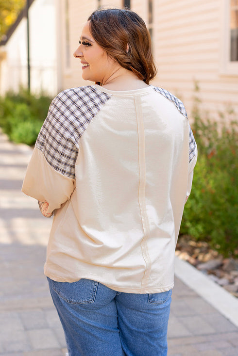 Mixed Print Patchwork Heart Graphic Long Sleeve Top