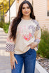 Mixed Print Patchwork Heart Graphic Long Sleeve Top