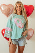 Mixed Print Patchwork Heart Graphic Long Sleeve Top