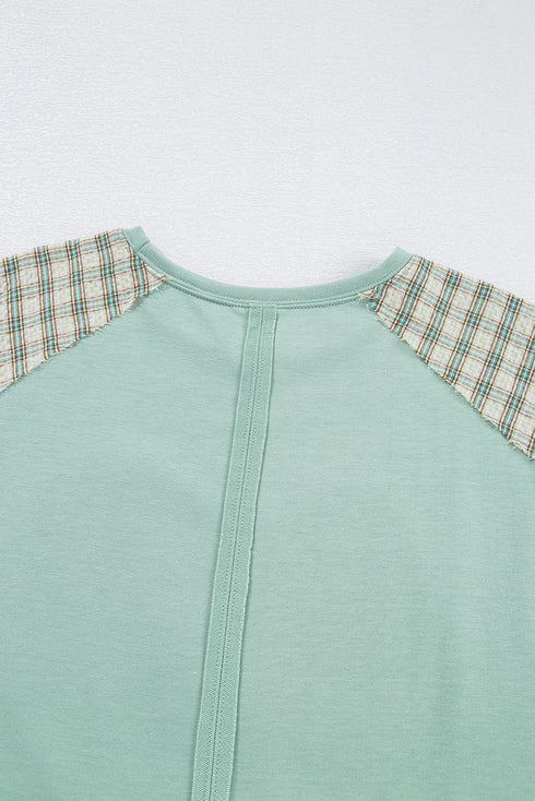 Mixed Print Patchwork Heart Graphic Long Sleeve Top