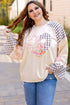 Mixed Print Patchwork Heart Graphic Long Sleeve Top