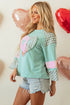 Mixed Print Patchwork Heart Graphic Long Sleeve Top