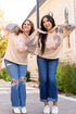 Mixed Print Patchwork Heart Graphic Long Sleeve Top