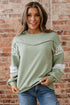 Mixed Print Patchwork Raw Edge Relaxed French Terry Top
