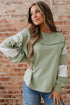 Mixed Print Patchwork Raw Edge Relaxed French Terry Top