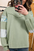 Mixed Print Patchwork Raw Edge Relaxed French Terry Top