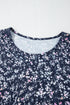 Mixed Print Patchwork Ruffled Hem Round Neck Blouse