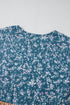 Mixed Print Patchwork Ruffled Hem Round Neck Blouse