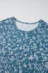 Mixed Print Patchwork Ruffled Hem Round Neck Blouse