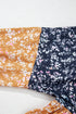 Mixed Print Patchwork Ruffled Hem Round Neck Blouse