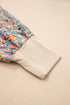 Mixed Print Patchwork Sleeve Relaxed Fit Pullover Sweatshirt
