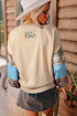 Mixed Print Patchwork Sleeve Relaxed Fit Pullover Sweatshirt