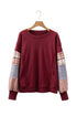 Mixed Print Patchwork Sleeve Relaxed Fit Pullover Sweatshirt