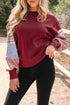Mixed Print Patchwork Sleeve Relaxed Fit Pullover Sweatshirt