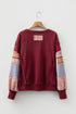 Mixed Print Patchwork Sleeve Relaxed Fit Pullover Sweatshirt