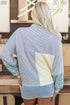 Mixed Print Patchwork Split Neck Long Sleeve Top